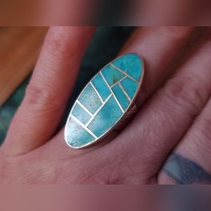 DTR Jay King 925 Sterling Silver Chunky Turquoise Mosaic Ring sz 7 J-508